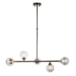 Luminosa Lighting Luminosa Grosseto Bar Pendant Ceiling Light Black Chrome Plate, Smoked Mirror Glass