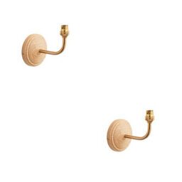 Loops Stylish 2 Pack Dimmable Wall Lights In Ash Wood And Brushed Brass - thumbnail 1