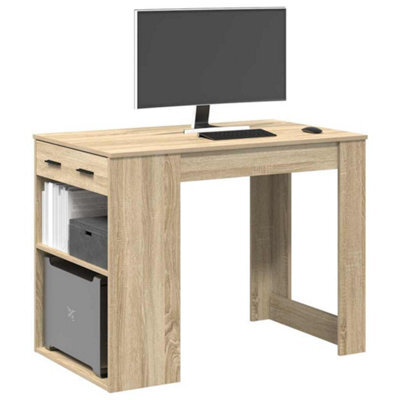 Berkfield Desk With Drawer And Shelf Sonoma Oak 102X62X77.5 Cm Engineered Wood - image 1