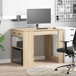 Berkfield Desk With Drawer And Shelf Sonoma Oak 102X62X77.5 Cm Engineered Wood - thumbnail 3