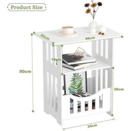 Square Design Small Bedside Table With Storage - thumbnail 2