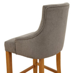 The Furniture Market Luxury Grey Woven Fabric Scoop Back Kitchen Counter Bar Stool Quilted Button Back Stud Detailing Solid Wood Frame - thumbnail 7
