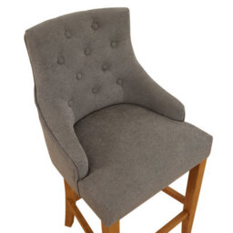 The Furniture Market Luxury Grey Woven Fabric Scoop Back Kitchen Counter Bar Stool Quilted Button Back Stud Detailing Solid Wood Frame - thumbnail 6