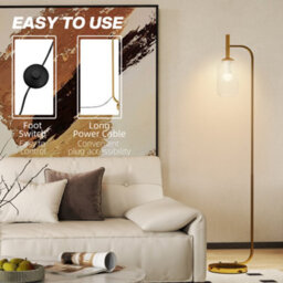 Homcom Floor Lamp With Glass Foot Switch And Lampshade For Living Room - thumbnail 6