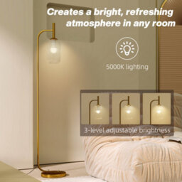 Homcom Floor Lamp With Glass Foot Switch And Lampshade For Living Room - thumbnail 5