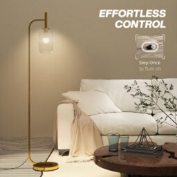 Homcom Floor Lamp With Glass Foot Switch And Lampshade For Living Room - thumbnail 7