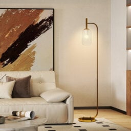 Homcom Floor Lamp With Glass Foot Switch And Lampshade For Living Room