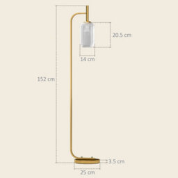 Homcom Floor Lamp With Glass Foot Switch And Lampshade For Living Room - thumbnail 3
