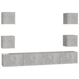 Vidaxl 6 Piece Tv Cabinet Set Concrete Grey Engineered Wood - thumbnail 2