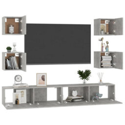 Vidaxl 6 Piece Tv Cabinet Set Concrete Grey Engineered Wood - thumbnail 3