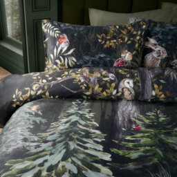 Paoletti Sherwood Forest 100% Cotton Printed Duvet Cover Set, King, Black - thumbnail 3