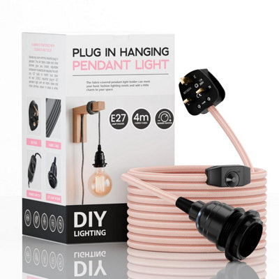 Ledsone Industrial E27 Hanging Pendant Light Plug-In Dimmer Switch 4M Rose Gold Fabric Cable - image 1
