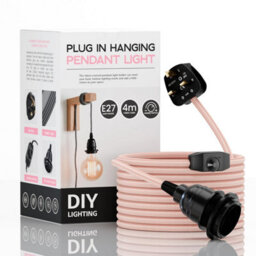 Ledsone Industrial E27 Hanging Pendant Light Plug-In Dimmer Switch 4M Rose Gold Fabric Cable