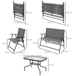 Outsunny Patio Furniture Set, Garden Set W/ Table, Foldable Chairs, A Loveseat - thumbnail 3