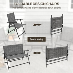 Outsunny Patio Furniture Set, Garden Set W/ Table, Foldable Chairs, A Loveseat - thumbnail 5