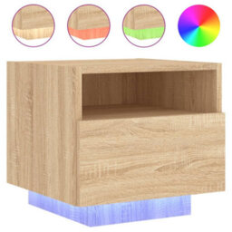 Berkfield Bedside Cabinets With Led Lights 2 Pcs Sonoma Oak 40X39X37 Cm - thumbnail 5