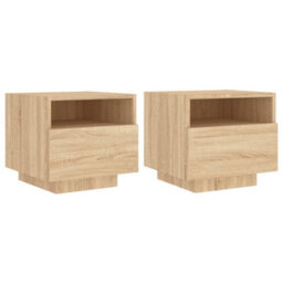 Berkfield Bedside Cabinets With Led Lights 2 Pcs Sonoma Oak 40X39X37 Cm - thumbnail 2