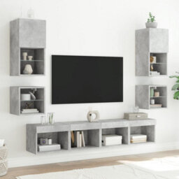 Walplus Tv Wall Cabinet With Led Lights Concrete Grey 30X28.5X30 Cm - thumbnail 5