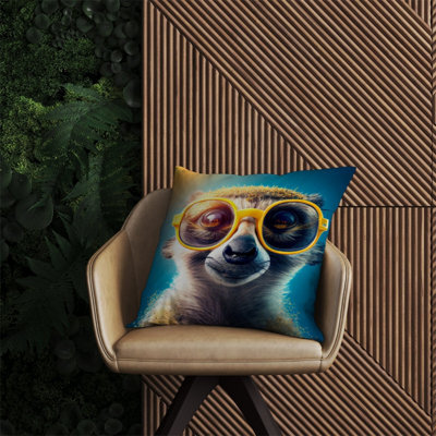 Warren Reed Designer Meerkat Splashart Outdoor Cushion 60Cm X 60Cm