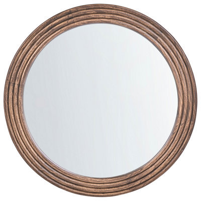 Beliani Wall Mirror Banne 80 Cm 80 Cm Paulownia Wood Brown - image 1