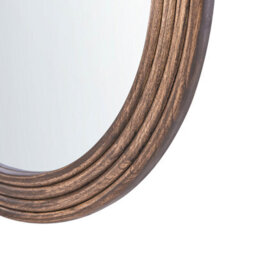 Beliani Wall Mirror Banne 80 Cm 80 Cm Paulownia Wood Brown - thumbnail 6