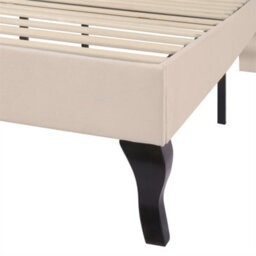 Abrihome Upholstered Bed 135X190 With Slatted Frame And Height-Adjustable Headboard, Velvet, Beige - thumbnail 5