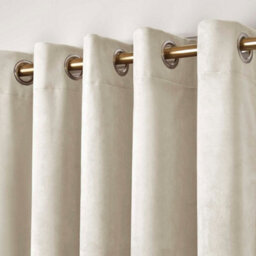 Laurence Llewelyn-Bowen Montrose Velvet Blackout-Coated Pair Of Ivory Eyelet Curtains - thumbnail 2