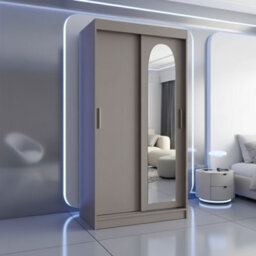 Sliding Door Wardrobe Selfie 62Cm Durable Laminated Board With Pvc Finish Practical Storage Solution Room Cashmere - thumbnail 1