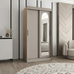 Sliding Door Wardrobe Selfie 62Cm Durable Laminated Board With Pvc Finish Practical Storage Solution Room Cashmere - thumbnail 2