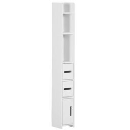 Kleankin Freestanding Bathroom Cabinet W/ Open Shelves 3 Cupboards, White - thumbnail 2