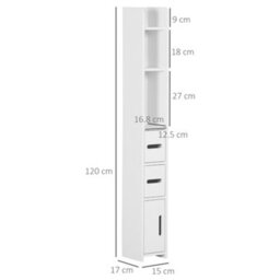 Kleankin Freestanding Bathroom Cabinet W/ Open Shelves 3 Cupboards, White - thumbnail 3