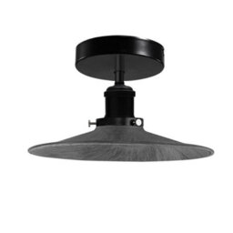 Vintage Semi Flush Mount Ceiling Light E27 Base For Living Room Bedroom Metal Shade Easy Fit Without Bulb Brushed Silver