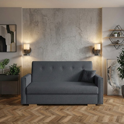 Viva Sonic Iii Sofa Bed For Living Room Particle Board With Storage Box Wooden Legs 153X100X85Cm Grey - image 1