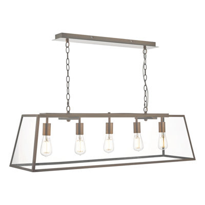 DAR Academy 5 Light Bar Pendant Antique Copper And Glass - image 1