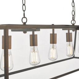 DAR Academy 5 Light Bar Pendant Antique Copper And Glass - thumbnail 3
