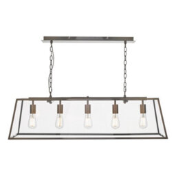 DAR Academy 5 Light Bar Pendant Antique Copper And Glass - thumbnail 2