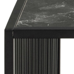 Wyld Haus Porto Square Coffee Table - Black Metal Frame With Glass And Stone-Effect Top - thumbnail 8