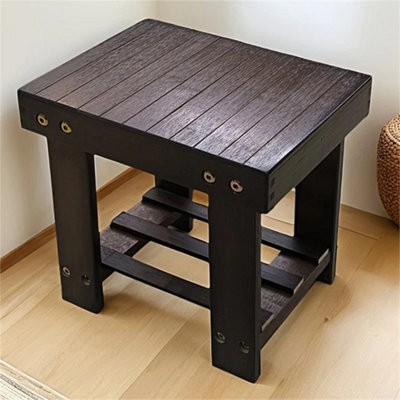 Step Stool Bamboo Wooden Multi Purpose With A Storage Shelf - image 1
