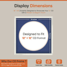 "16X16"" White Swept Vinyl Record Frame With Blue Mount For 12 Inch Lp Disc - Ak Frames" - thumbnail 2