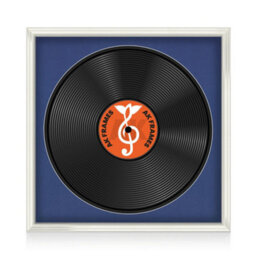 "16X16"" White Swept Vinyl Record Frame With Blue Mount For 12 Inch Lp Disc - Ak Frames" - thumbnail 1