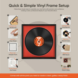 "16X16"" White Swept Vinyl Record Frame With Blue Mount For 12 Inch Lp Disc - Ak Frames" - thumbnail 7