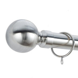 A.unique Home Plain Round Ball Metal Extendable Curtain Pole With Rings And Fittings (25/28mm) - Brushed Steel, 120Cm-220Cm Approx - thumbnail 3