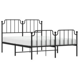Berkfield Metal Bed Frame Without Mattress With Footboard Black 140X190Cm - thumbnail 3