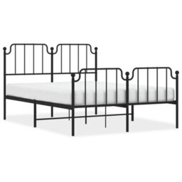 Berkfield Metal Bed Frame Without Mattress With Footboard Black 140X190Cm - thumbnail 2