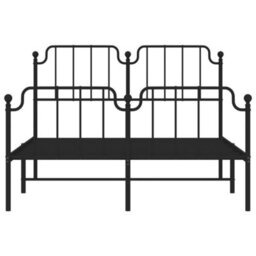Berkfield Metal Bed Frame Without Mattress With Footboard Black 140X190Cm - thumbnail 5