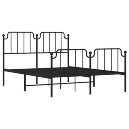 Berkfield Metal Bed Frame Without Mattress With Footboard Black 140X190Cm - thumbnail 4