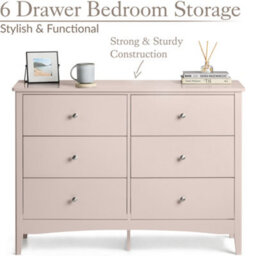Christow Pink Chest Of Drawers Modern 6 Drawer Bedroom Storage Unit Furniture Cabinet - thumbnail 3