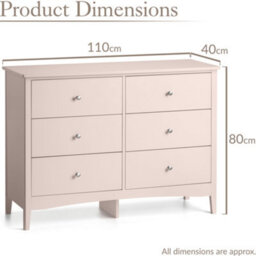 Christow Pink Chest Of Drawers Modern 6 Drawer Bedroom Storage Unit Furniture Cabinet - thumbnail 7