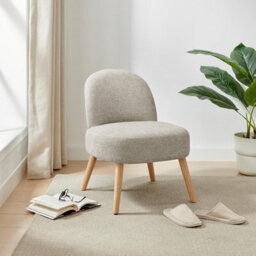 Furniturebox Uk Minnie Grey And Beige Fabric Accent Chair - thumbnail 1