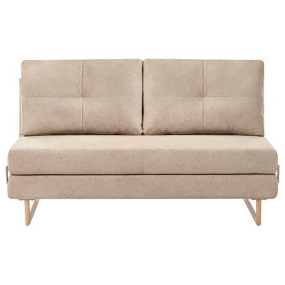 Beliani Sofa Bed 3 Seater Jerslev Fabric Light Brown - image 1